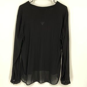 LIGHT Long Sleeve V-Neck Sheer Blouse, L